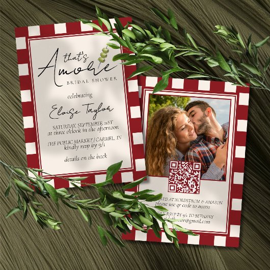 Invitation That's Amore Red Checkered Bridal Shower 