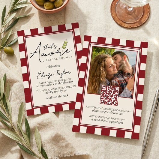 Invitation That's Amore Red Checkered Bridal Shower 