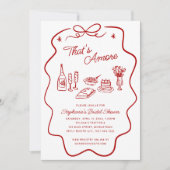 Invitation That's Amore Red Doodle Frame, Blank Back Shower (Devant)