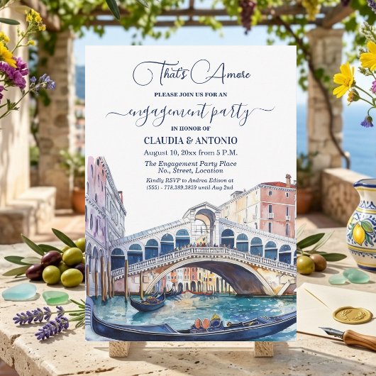 Invitation That's Amore Watercolor Venice Engagement Party