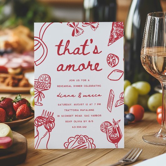 Invitation "That's Amore" Whimsical Italian Rehearsal Dinner