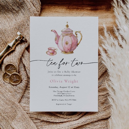 Invitation Thé à deux Baby showers Tea Party