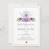 Invitation Thé à Fête des mariées florale (Devant)