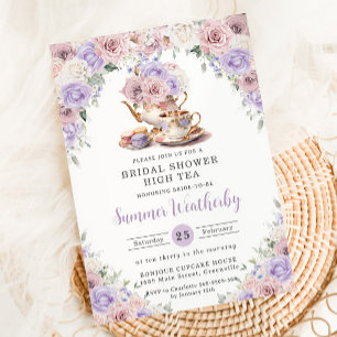 Invitation Thé à Fête des mariées florale blanc Lilac rose