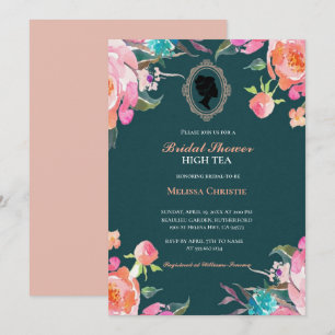 Invitation thé à haute garden-party, de beaux pastel tendres 