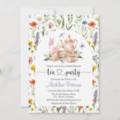 Invitation Thé à la fête de mariage avec code QR Fleurs sauva (Devant)