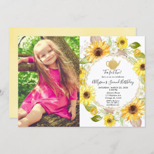 Invitation Thé à la fête du thé Sunflower pour deux ans photo
