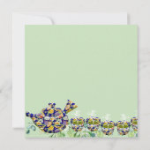 Invitation Thé à la Fleur Bleue Théière Fête de Naissance Apr (Dos)