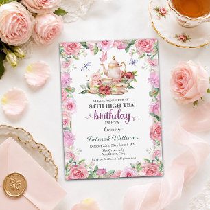 Invitation Thé à la haute élégant pour 84e anniversaire