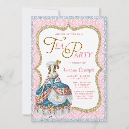 Invitation Thé à la Marie Antoinette (Devant)