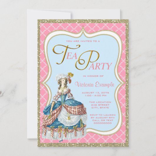Invitation Thé à la Marie Antoinette (Devant)