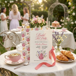 Invitation Thé à la Mariée Fleur de Théière Rose Fantaisiste