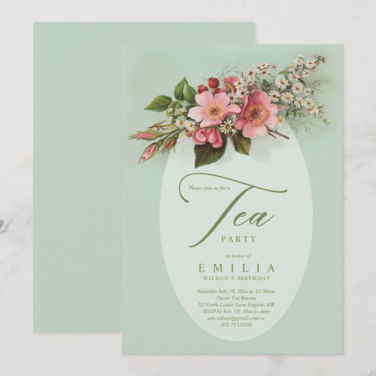 Invitation Thé à la menthe (Devant / Derrière)