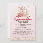 Invitation Thé à la rose Baby Sprinkle en aquarelle (Devant)