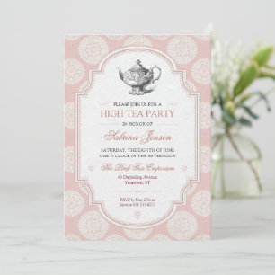 Invitation Thé à la rose de style victorien