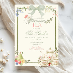 Invitation Thé à l'afternoon au marché de fermiers Rose et Ve