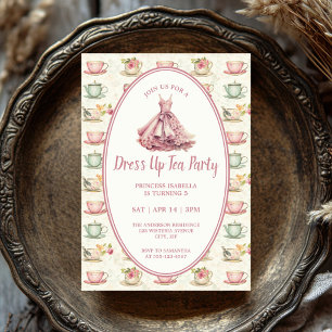 Invitation Thé à l'habillage de princesse Fleurs roses