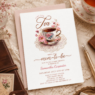 Invitation Thé à l'heure florale vintage baby shower