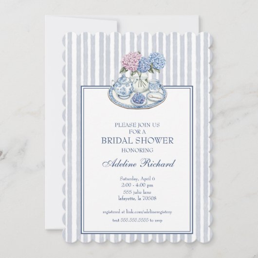 Invitation Thé à l'hydrangea pour la fête de mariage (Devant)