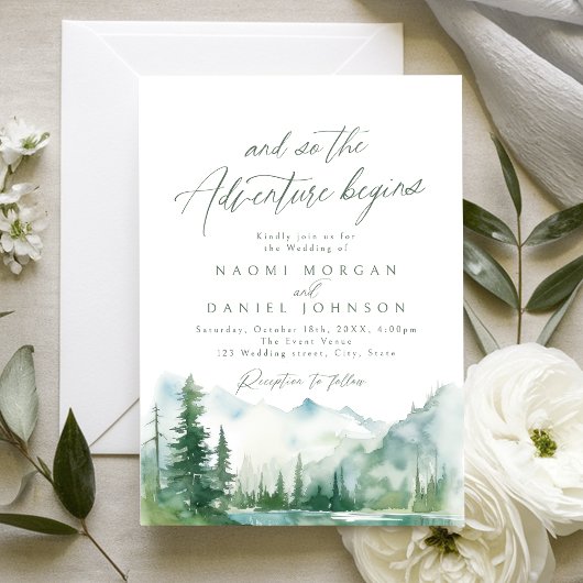 Invitation The Adventure Begins Mountain Rustic Wedding