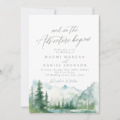Invitation The Adventure Begins Mountain Rustic Wedding (Devant)