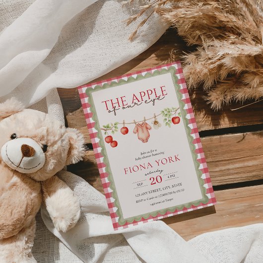 Invitation The Apple of Our Eye Red Gingham Baby Shower