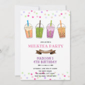 Invitation Thé au lait bubble boba pour fête d'anniversaire d (Devant)