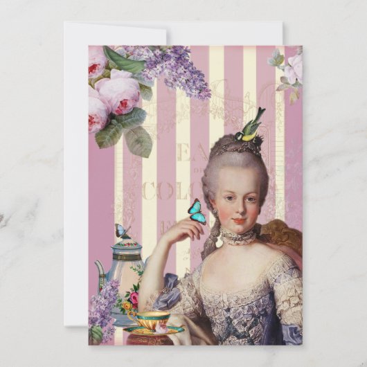 Invitation Thé au Petit Trianon - rose (Devant)