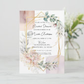 Invitation The Aureate Frame Mauve Floral Greenery Bridal  (Debout devant)
