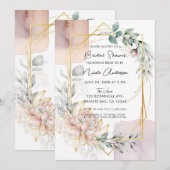 Invitation The Aureate Frame Mauve Floral Greenery Bridal  (Devant / Derrière)