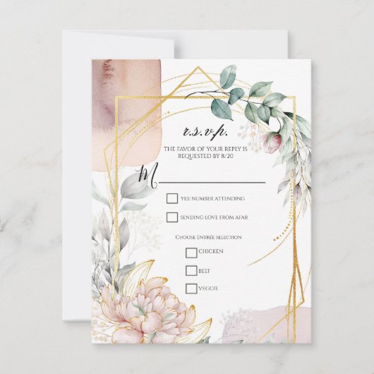 Invitation The Aureate Frame Mauve Floral Greenery Wedding  (Devant)