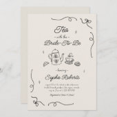 Invitation Thé avec la future mariée, douche de mariage dessi (Devant / Derrière)