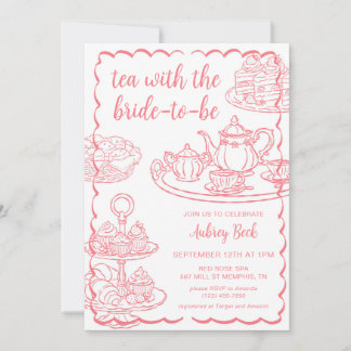 Invitation Thé avec la future mariée Tea Party Enterrement de