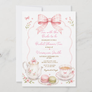 Invitation Thé avec la mariée Arc en ciel rose Baby shower