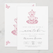 Invitation Thé avec la mère pour être baby shower (Devant / Derrière)