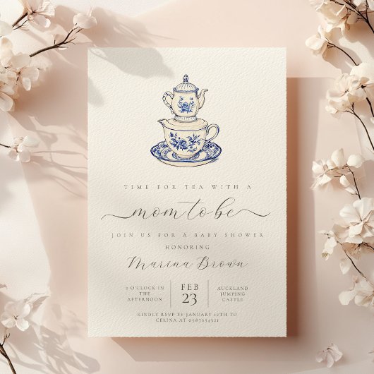 Invitation Thé avec la mère pour être baby shower