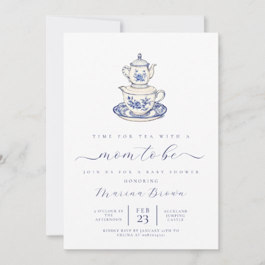 Invitation Thé avec la mère pour être baby shower (Devant)