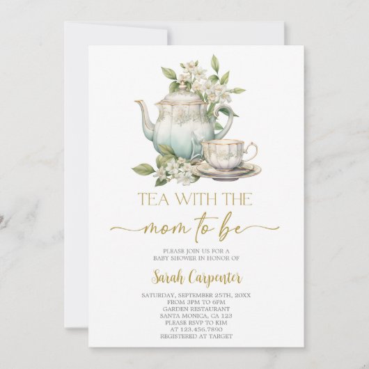 Invitation Thé avec la mère pour être baby shower (Devant)