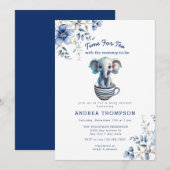 Invitation Thé avec maman | Baby shower animal bébé Safari (Devant / Derrière)