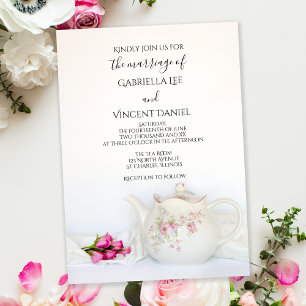 Invitation Thé avec Roses Rose Mariage Tea Party