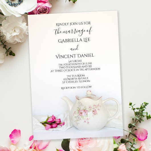 Invitation Thé avec Roses Rose Mariage Tea Party