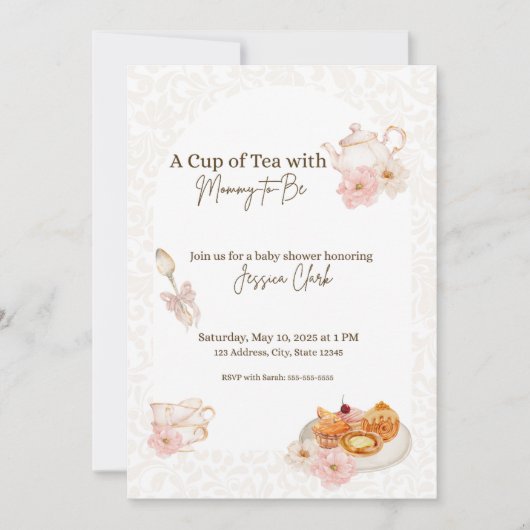 Invitation Thé baby shower (Devant)