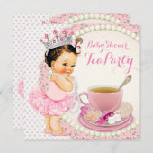 Invitation Thé Baby shower pour filles (Devant / Derrière)