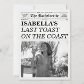 Invitation The Bachelorette Newspaper Last Toast On The Coast (Devant)