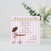 Invitation Thé bébé en pourpre (Debout devant)