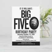 Invitation The Big Five 0 50th Birthday photo noir blanc (Debout devant)