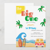 Invitation The Big One Beach Surf 1st Birthday  (Devant / Derrière)