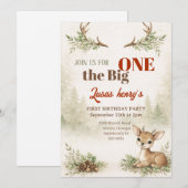 Invitation The Big ONE Deer First Hunting 1st Birthday  (Devant / Derrière)