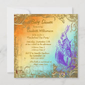 Invitation Thé blanc de baby shower de lapin du pays des (Dos)