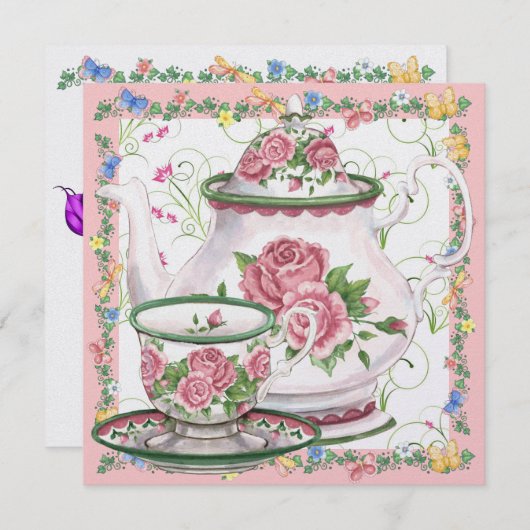 Invitation Thé / Café Élégant - SRF (Devant / Derrière)